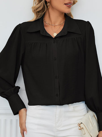 Airchics blouse boutonnage col chemise manches bishop femme décontracté